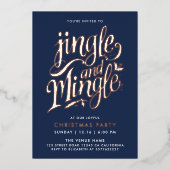 Stilvolle Chic Navy Blue Weihnachtsschrift Folieneinladung (Vorderseite)