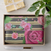 Stilvolle Chic Rose Gold Black Stripes Decoupage Seidenpapier (Geschenk)