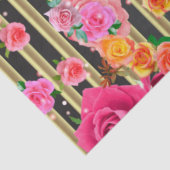 Stilvolle Chic Rose Gold Black Stripes Decoupage Seidenpapier (Detail)