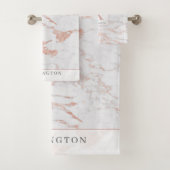 Stilvolle Chic Rose Gold Foil Marmor Monogram Badhandtuch Set (Insitu)