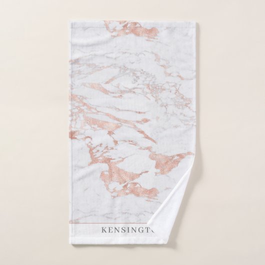 Stilvolle Chic Rose Gold Foil Marmor Monogram Badhandtuch Set (Handtuch)