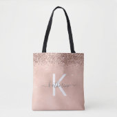 Stilvolle Chic Rose Gold Glitzer Monogram Script Tasche (Vorderseite)