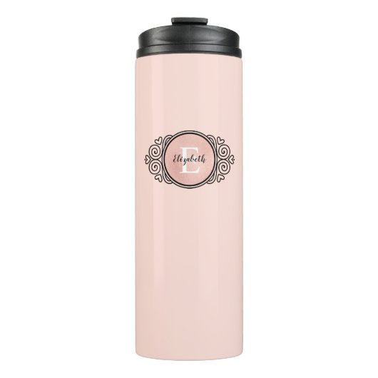 Stilvolle Chic Rose Gold Monogram Thermal Tumbler Thermosbecher (Vorderseite)
