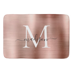 Stilvolle Chic Rose Gold Steel Metal Monogram Scri Badematte