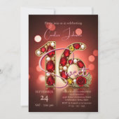 Stilvolle Chic Rote Rose Gold Ruby Gemstone Sweet Einladung (Vorderseite)