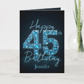 Stilvolle Chic Sapphire Blue und Black 45. Geburts Karte (Vorderseite)