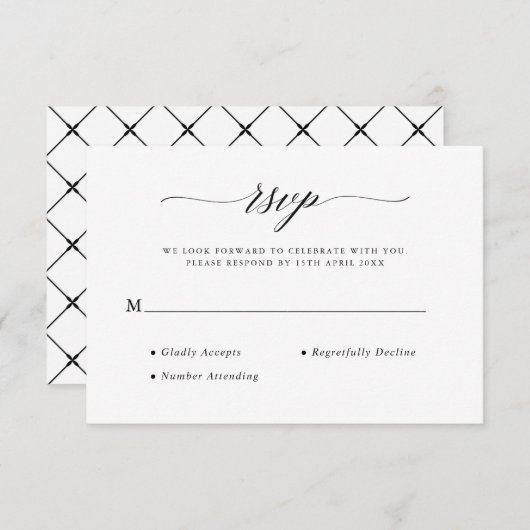 Stilvolle Chic Script Calligraphy Elegant Wedding RSVP Karte (Vorne/Hinten)