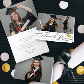 Stilvolle Chic Script Graduation Cap 2 Foto Grad Dankeskarte