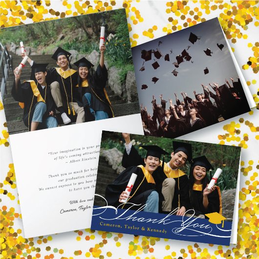 Stilvolle Chic Script Graduation Cap Foto Graduate Dankeskarte