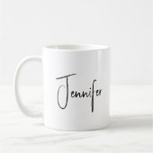 Stilvolle Chic Script Letters Minimalistisch Monog Kaffeetasse (Links)