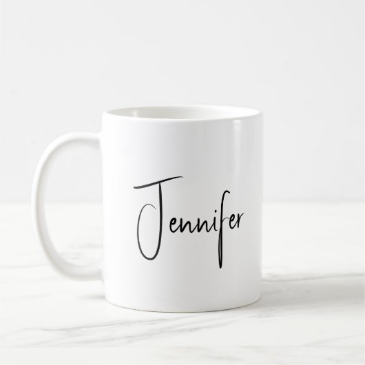 Stilvolle Chic Script Letters Minimalistisch Monog Kaffeetasse (Links)