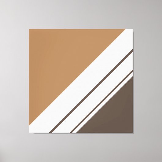Stilvolle Chic Two Tone Brown White Diagonal Strei Leinwanddruck (Vorderseite)