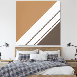 Stilvolle Chic Two Tone Brown White Diagonal Strei Leinwanddruck