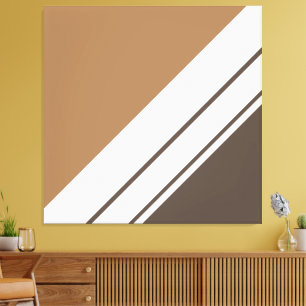 Stilvolle Chic Two Tone Brown White Diagonal Strei Leinwanddruck
