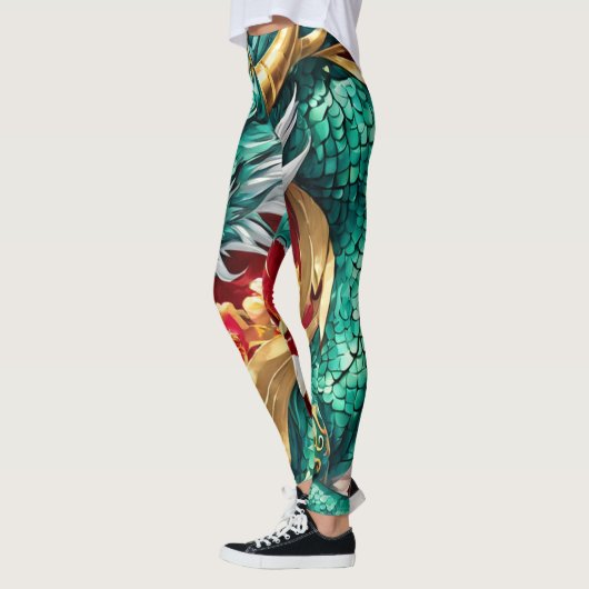 Stilvolle chinesische Drachengrafik Leggings (Links)
