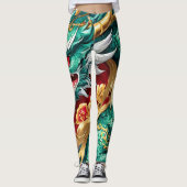 Stilvolle chinesische Drachengrafik Leggings (Vorderseite)