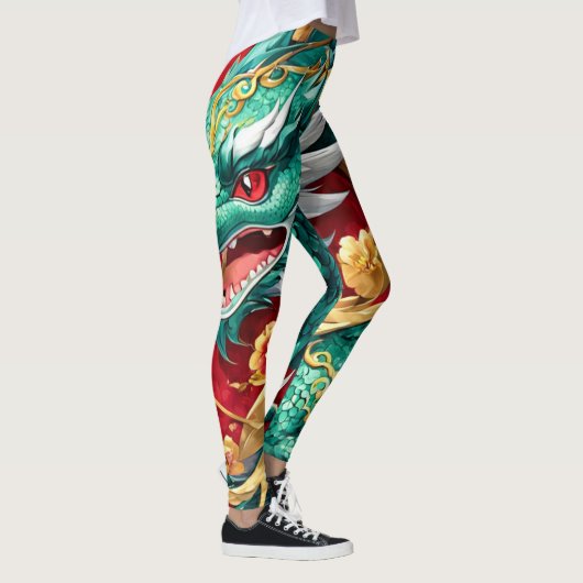 Stilvolle chinesische Drachengrafik Leggings (Rechts)