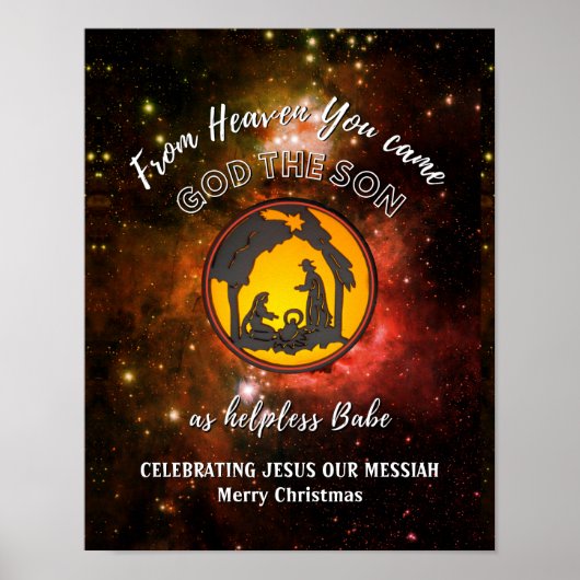 Stilvolle Christliche Krippe HELPLESS BABE Weihnac Poster (Vorne)