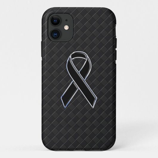 Stilvolle Chrome Black Ribbon Awareness Case-Mate iPhone Hülle (Rückseite)