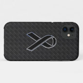 Stilvolle Chrome Black Ribbon Awareness Case-Mate iPhone Hülle (Rückseite (Horizontal))