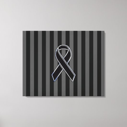 Stilvolle Chrome Black Ribbon Awareness Leinwanddruck (Vorderseite)