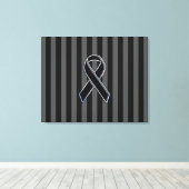Stilvolle Chrome Black Ribbon Awareness Leinwanddruck (Insitu (Holzboden))