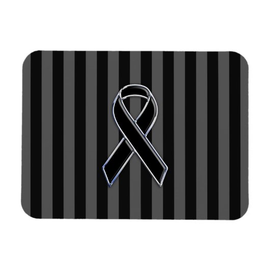 Stilvolle Chrome Black Ribbon Awareness Magnet (Horizontal)