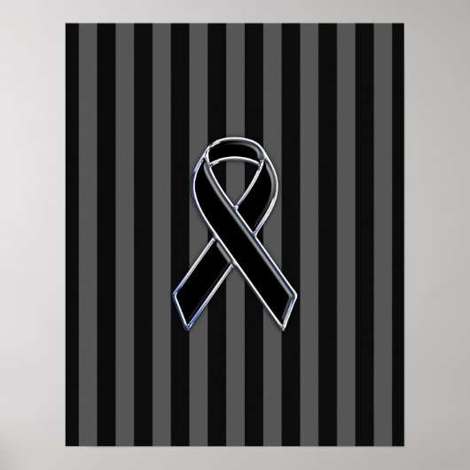 Stilvolle Chrome Black Ribbon Awareness Poster (Vorne)