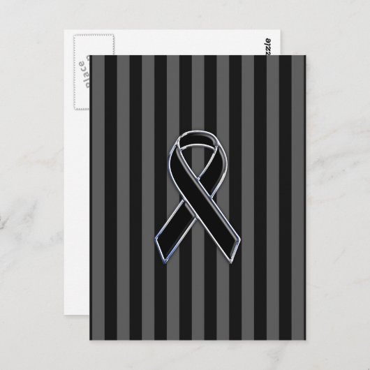 Stilvolle Chrome Black Ribbon Awareness Postkarte (Vorne/Hinten)