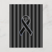Stilvolle Chrome Black Ribbon Awareness Postkarte (Vorderseite)