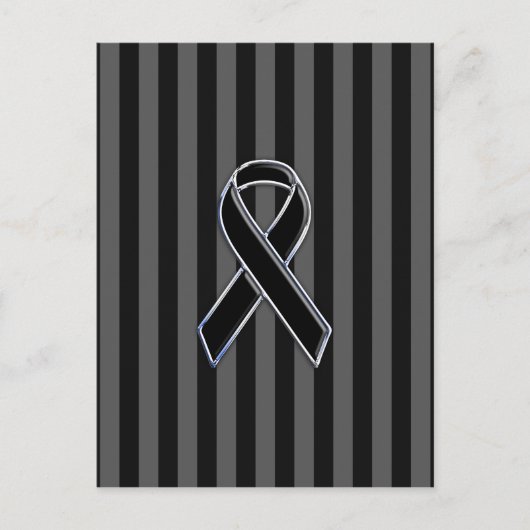 Stilvolle Chrome Black Ribbon Awareness Postkarte (Vorderseite)