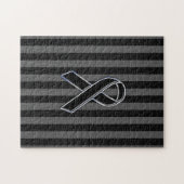 Stilvolle Chrome Black Ribbon Awareness Puzzle (Horizontal)