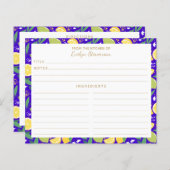 Stilvolle Citrus Lemon Botanical Blue Recipe Card (Vorne/Hinten)