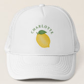 Stilvolle Citrus Lemon Yellow Summer Monogram Truckerkappe (Vorderseite)