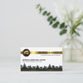 Stilvolle City Skyline Landschaft Realty Visitenkarte (Stehend Vorderseite)