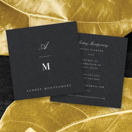 Stilvolle Classic Double Monogram Moderne Minimali Quadratische Visitenkarte