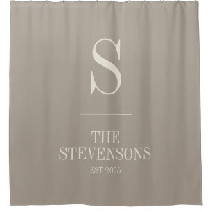 Stilvolle Classic Family Monogram Est Taupe Brown Duschvorhang