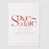 Stilvolle Classic Red Black Save the Date Wedding Pergament Einladungen (Vorderseite)
