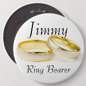 Stilvolle Classy Ring Bearer Golden Rings Wedding Button (Vorne & Hinten)