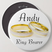 Stilvolle Classy Ring Bearer Golden Rings Wedding Button (Vorne & Hinten)