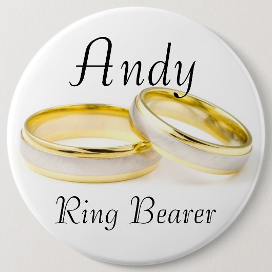 Stilvolle Classy Ring Bearer Golden Rings Wedding Button (Vorderseite)