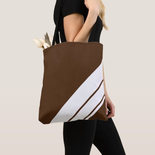 Stilvolle Cocoa Brown White Corner Racing Streifen Tasche (Von Nahem)