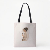 Stilvolle Coffee Girl-Tasche | Chic gelockte Haar