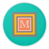 Stilvolle Color Square Moderne Monogram Keramikknauf (Vorderseite)