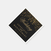 Stilvolle Confetti Gold Dots auf Schwarz - Hochzei Serviette (Ecke)