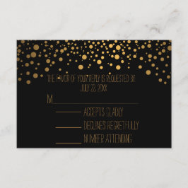 Stilvolle Confetti Gold Dots | Schwarz RSVP Karte