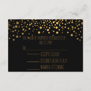Stilvolle Confetti Gold Dots   Schwarz RSVP Karte