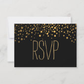 Stilvolle Confetti Gold Dots | Schwarz RSVP Karte (Rückseite)