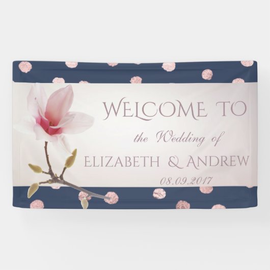 Stilvolle Confetti, Magnolia Wedding Banner (Horizontal)