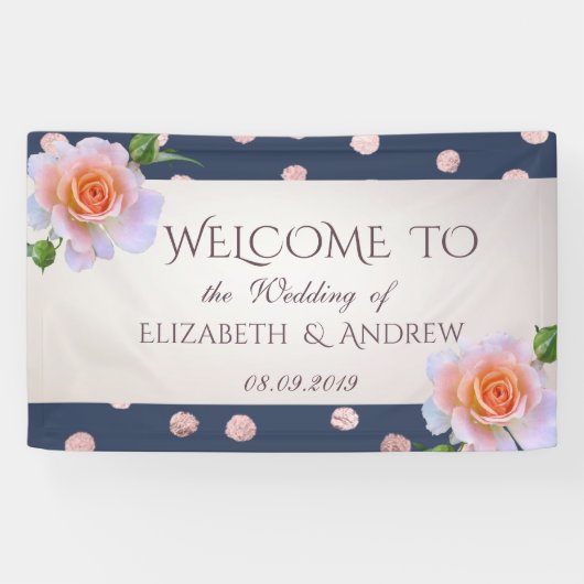 Stilvolle Confetti, Rose Hochzeitsbanner Banner (Horizontal)